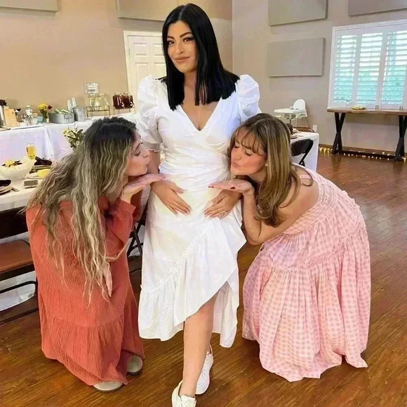 CINQ A SEPT KACY DRESS white midi puff sleeve ruffle slit 6 cotton blend - Picture 9 of 14